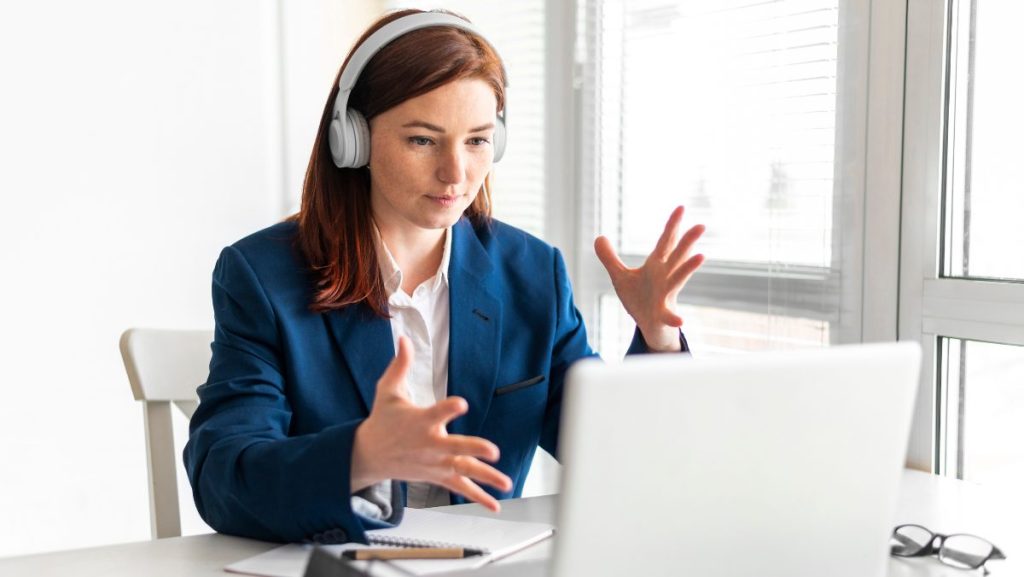 female candidate attending a zoom interview
